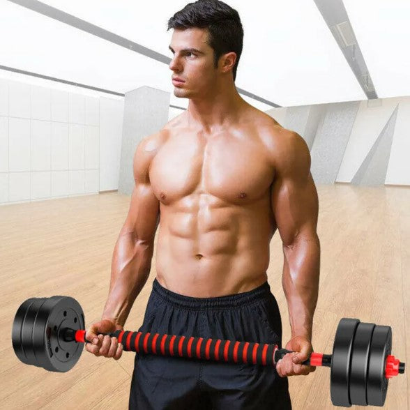 Set de Mancuernas y Barra para Fitness y Musculación