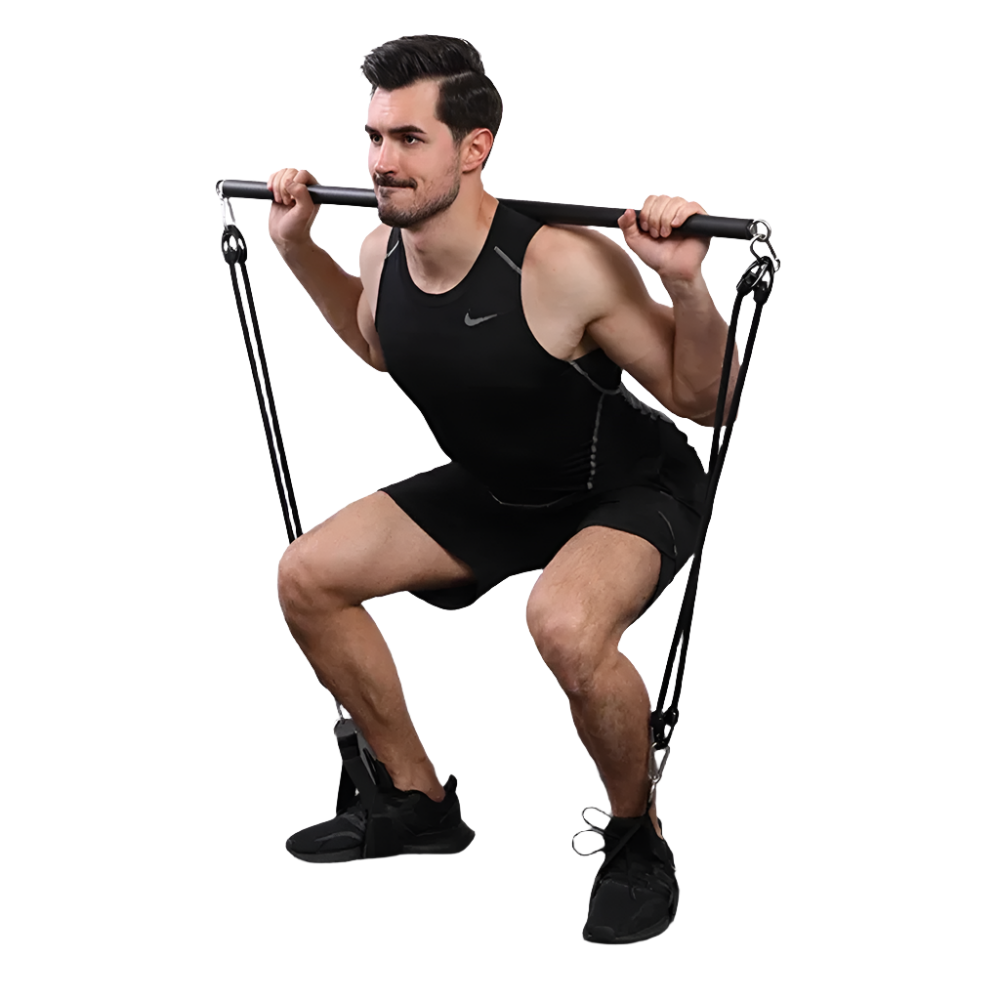 Barra de Pilates y Fitness con Bandas de Resistencia